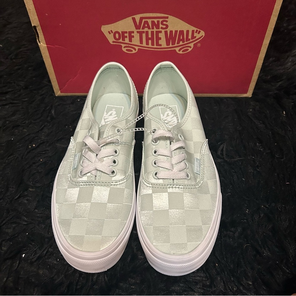 VANS checkerboard green mint lace up low top shoes sneakers women’s 8.5 new - Picture 6 of 7